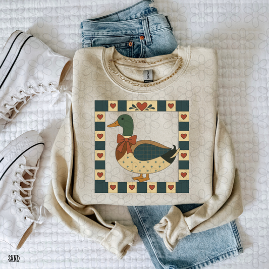 Vintage Mallard Duck Hearts Completed Tee