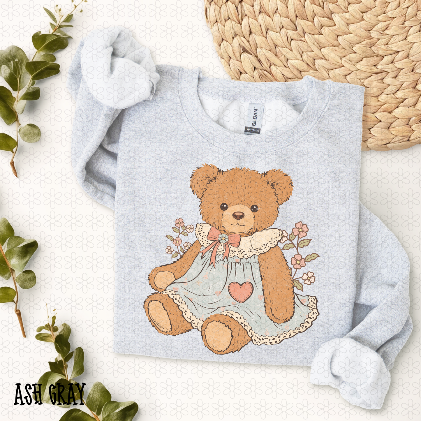 Vintage Teddy Bear Heart Dress Completed Tee