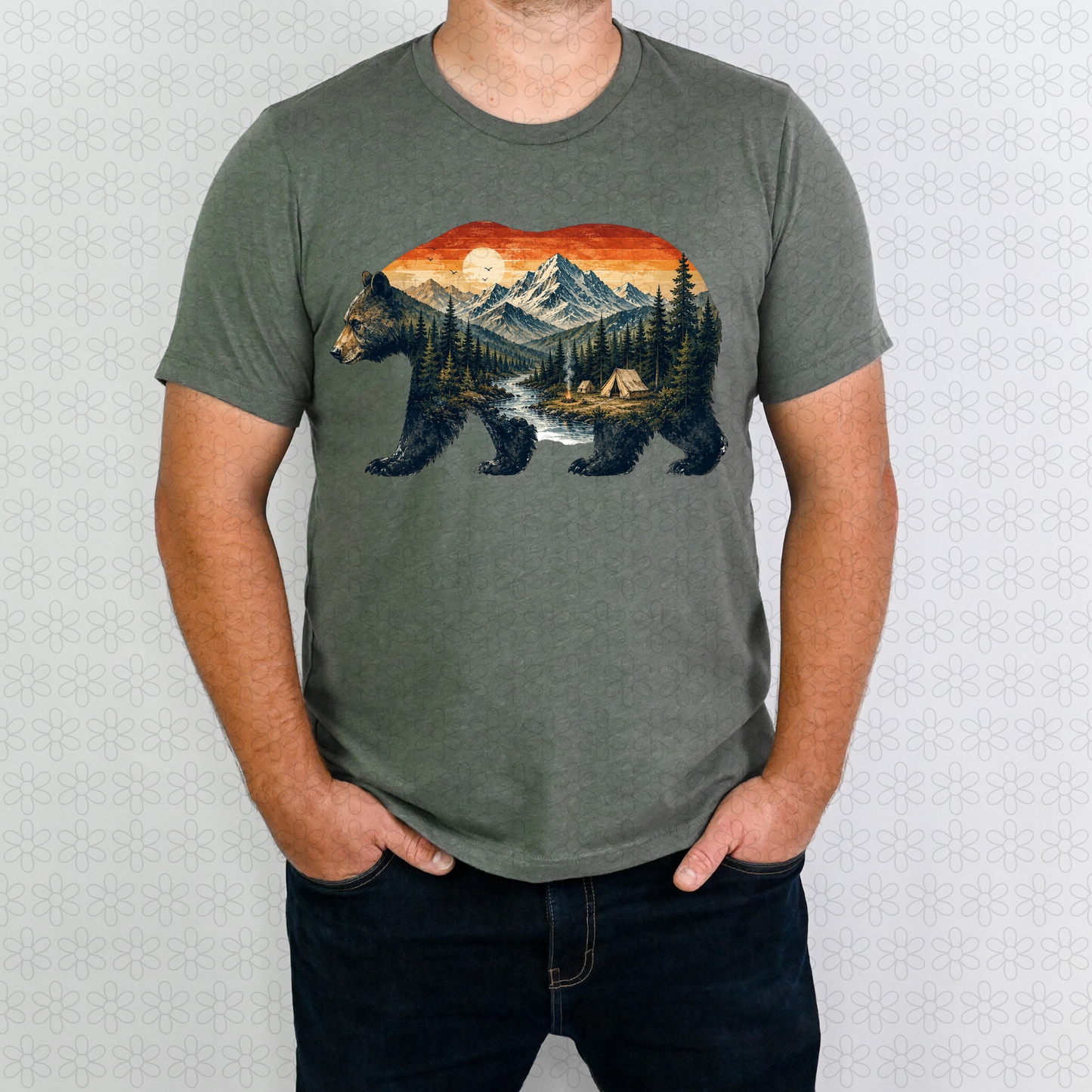Vintage Scenic Bear Completed Tee