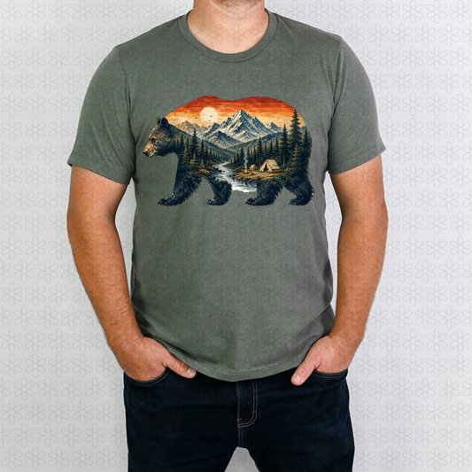 Vintage Scenic Bear Completed Tee