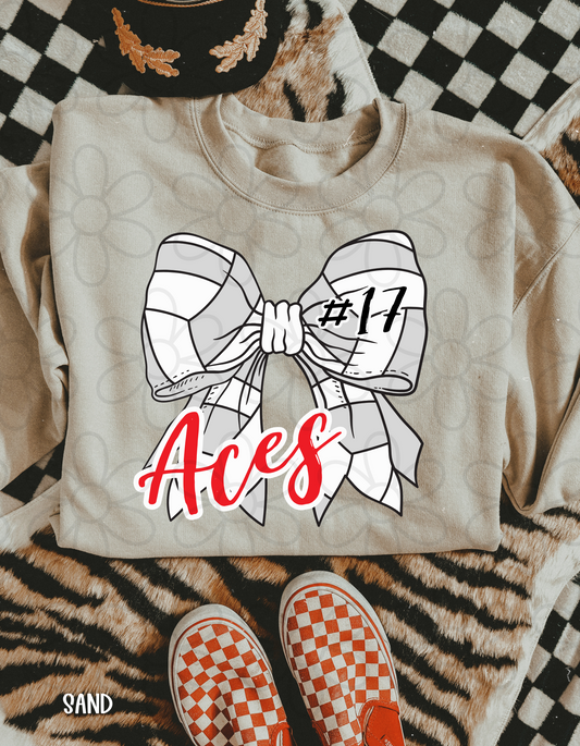 Volleyball Bow Custom Name & Number DTF Transfer