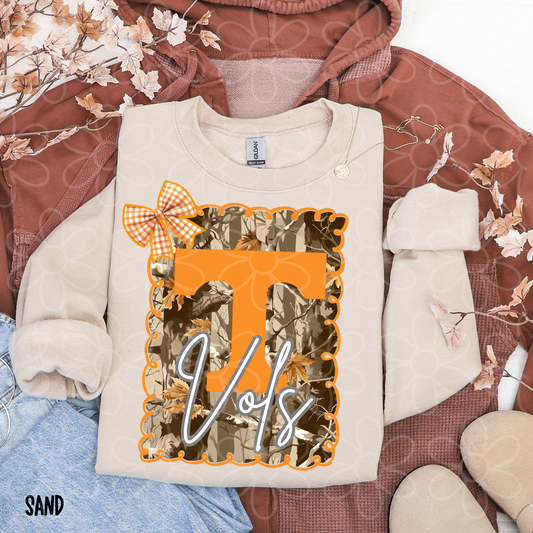 Vols Camo Plaid Bow Completed Tee