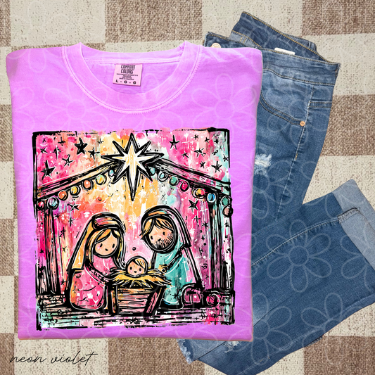 Watercolor Baby Jesus Completed Tee