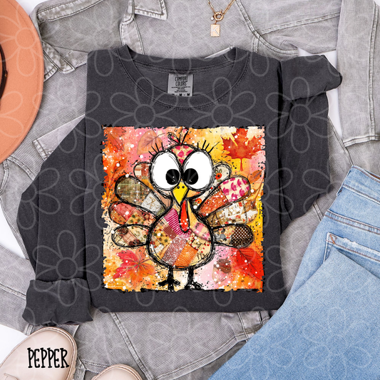 Watercolor Fall Turkey Completed Tee