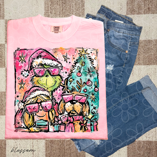 Watercolor Grinch Sunglasses DTF Transfer