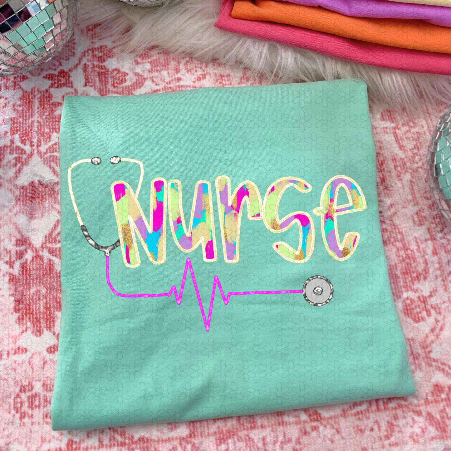 Watercolor Nurse Stethoscope  DTF Transfer