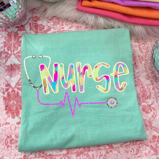 Watercolor Nurse Stethoscope  DTF Transfer