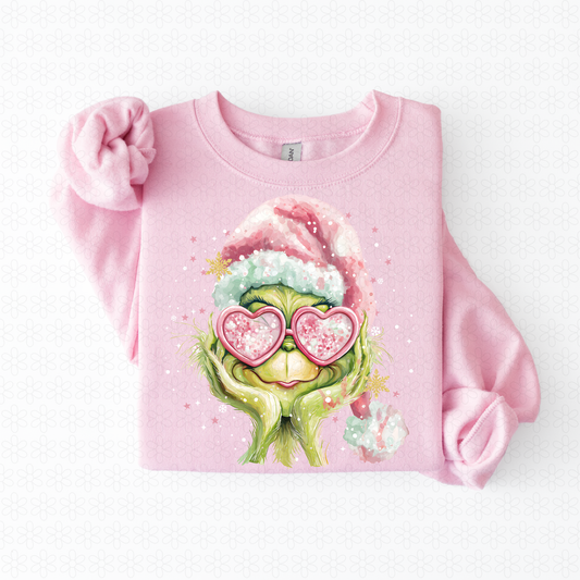 Watercolor Christmas Grinch Completed Tee