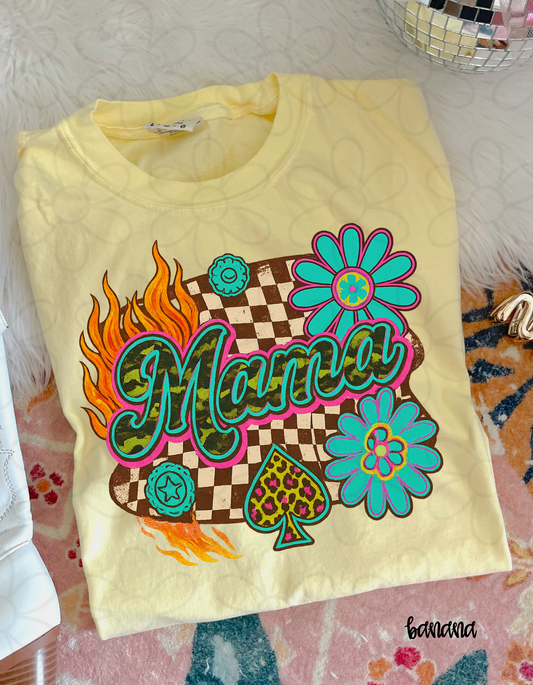 Western Checkered Camo Mama Completed Tee