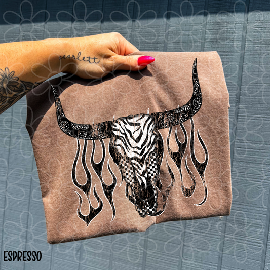 Western Cow Black & White Patterns DTF Transfer