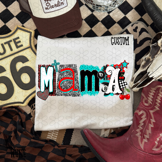 Western Red Turquoise Patterns Custom Name DTF Transfer