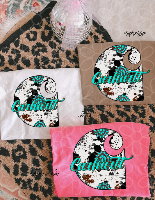 Western Turquoise Carhartt Kids Completed Tee