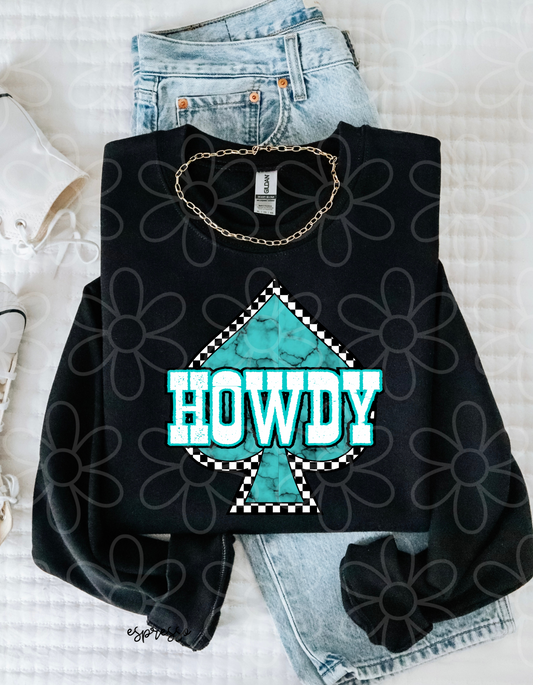 Western Turquoise Howdy Completed Tee