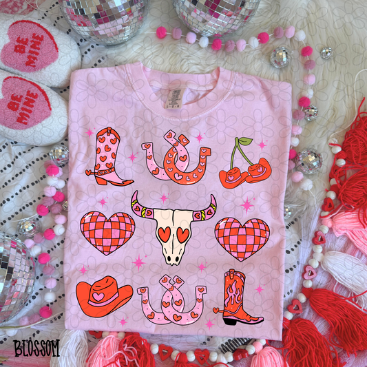 Western Valentines Collage Kids Completed Tee