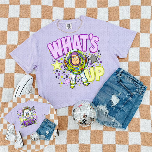 What's Up Buzz Butt Completed Tee
