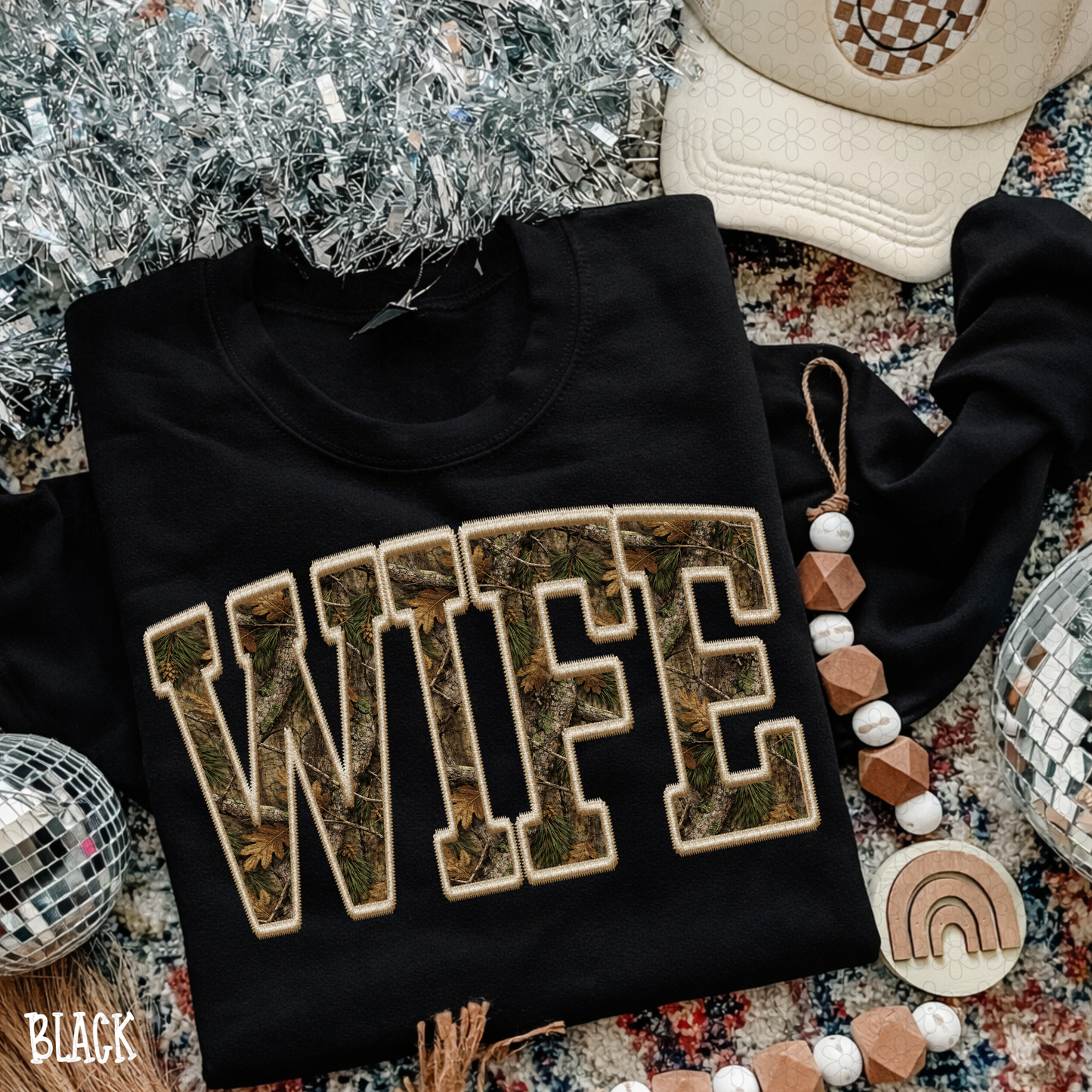 Wife Leafy Camo Stitch DTF Transfer