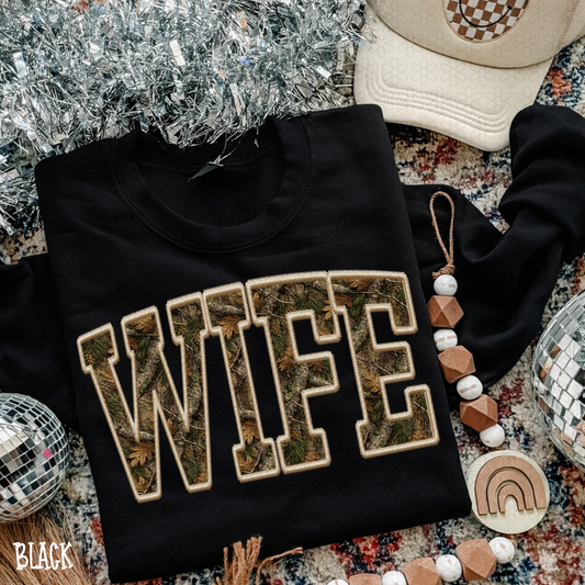 Wife Leafy Camo Stitch DTF Transfer