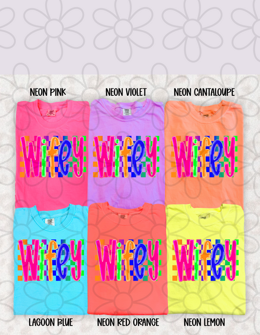 Wifey Multicolor Checkered DTF Transfer
