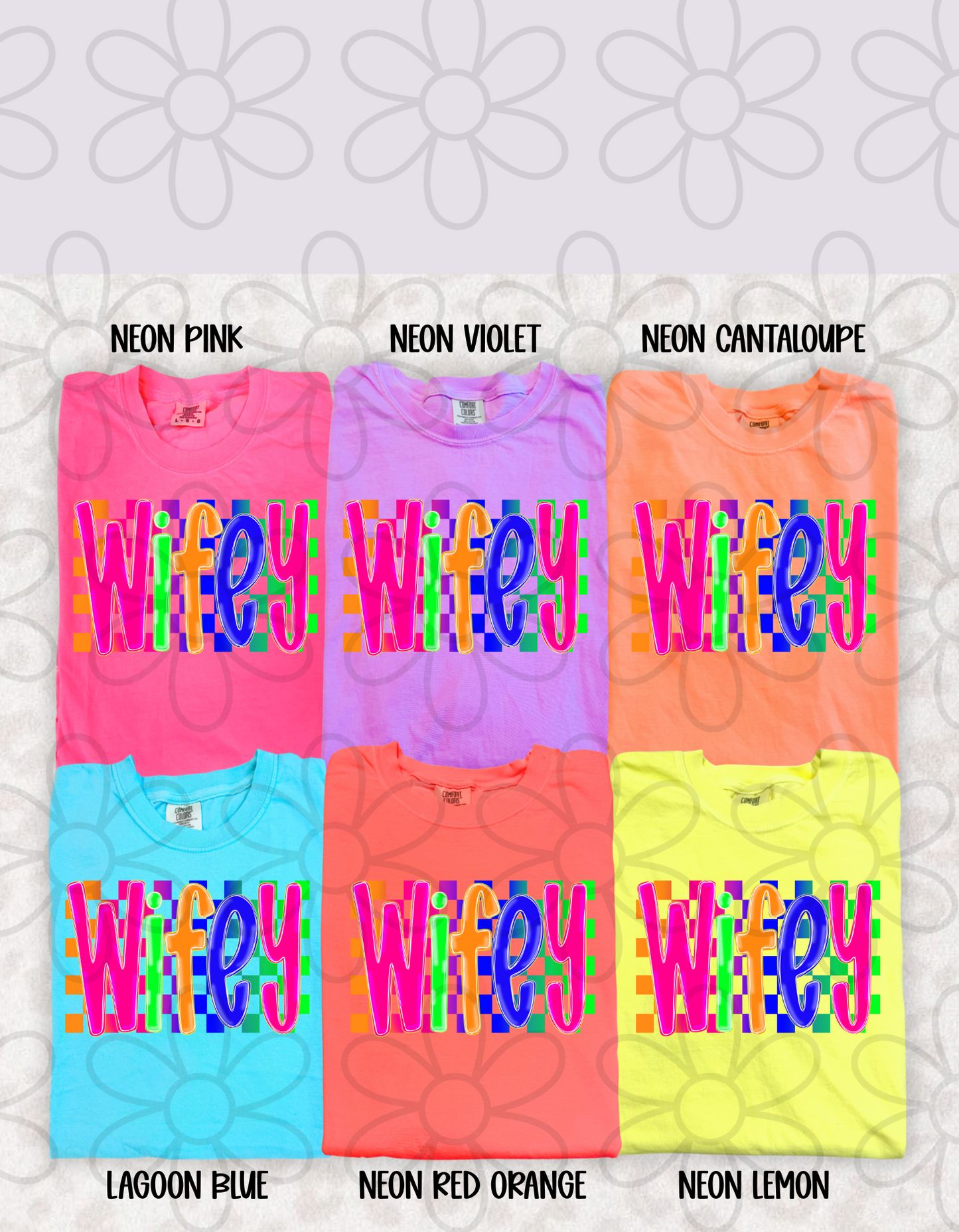 Wifey Multicolor Checkered Completed Tee