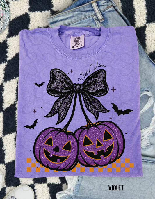 Witch Vibes Purple Pumpkins DTF Transfer