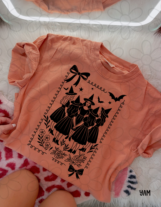 Witches Bows & Flowers Completed Tee