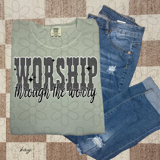 Worship Through The Worry Stars Completed Tee