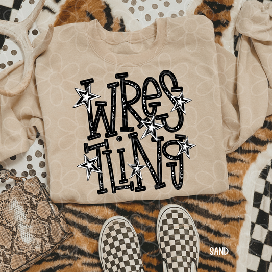 Wrestling Black & White Stars Kids Completed Tee