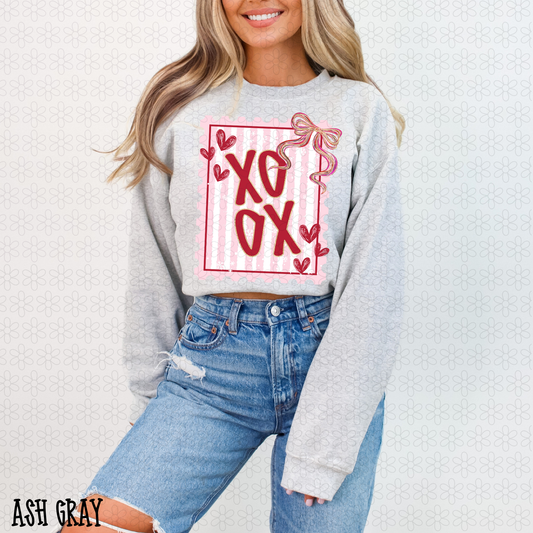 XO OX Stripes Hearts Bow Kids Completed Tee