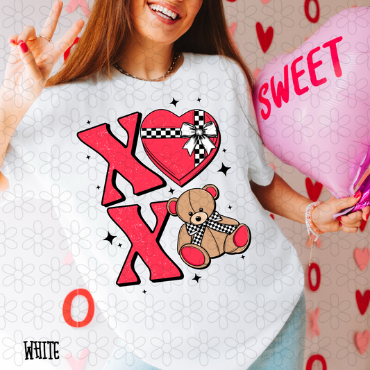 XOXO Bear Checkered DTF Transfer