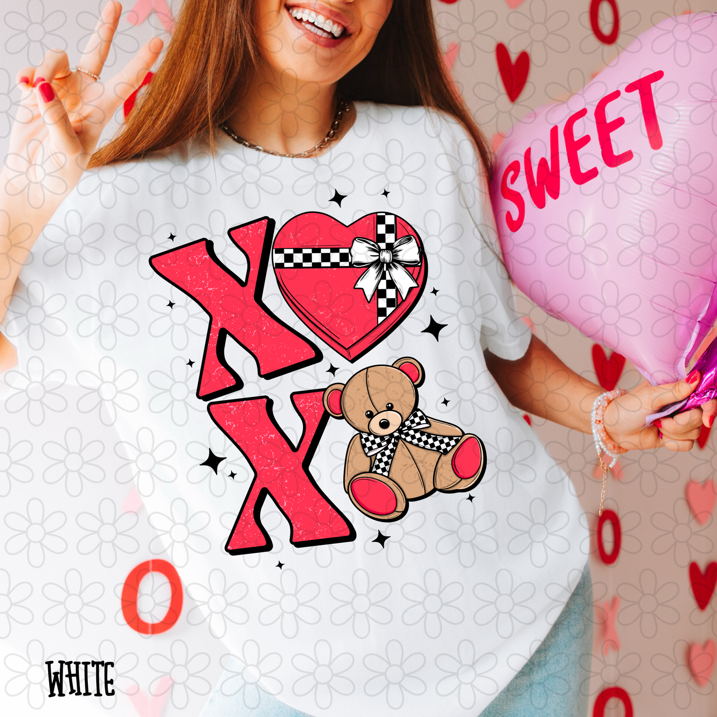 XOXO Bear Checkered Completed Tee