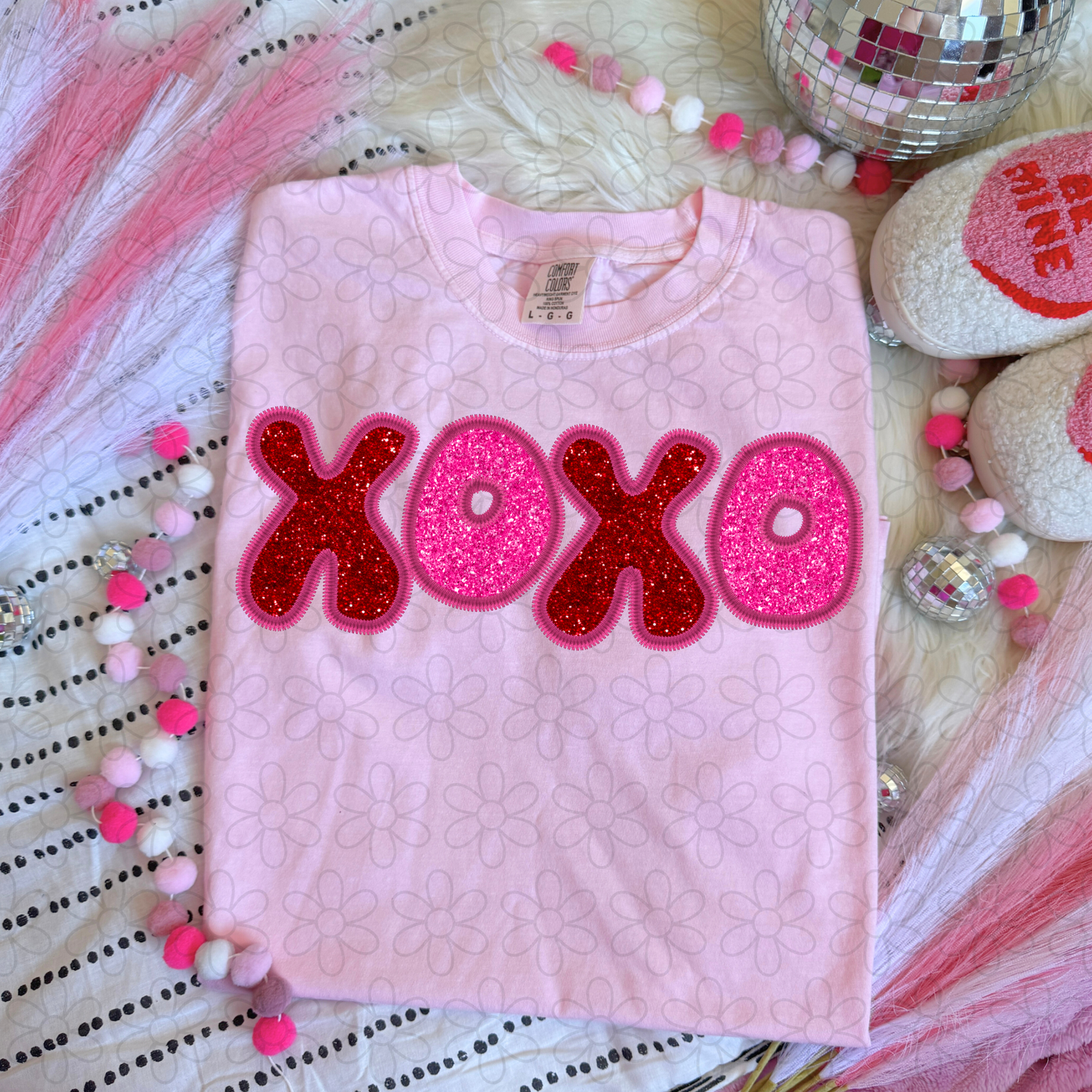 XOXO Pink Red Glitter DTF Transfer
