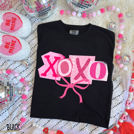 XOXO Ransom Pink Bow Completed Tee