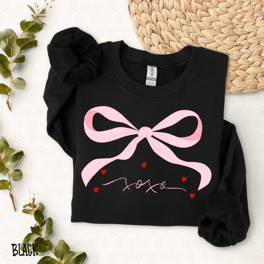 XOXO Red Hearts Pink Bow DTF Transfer