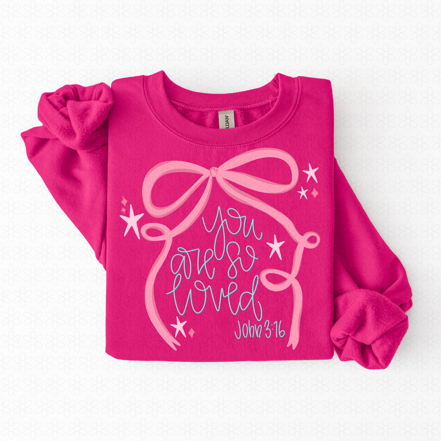 You Are So Loved Pink Bow Stars Kids Completed Tee