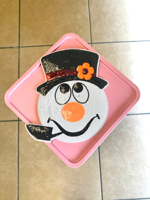 Frosty the snowman coquette sequin patch