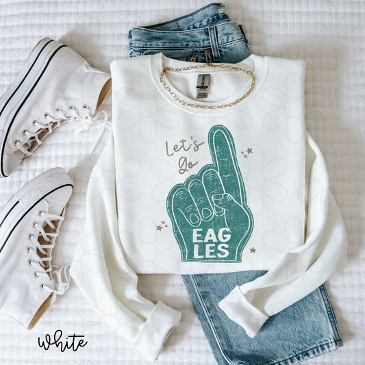 Lets Go Eagles Foam Finger Kids Completed Tee