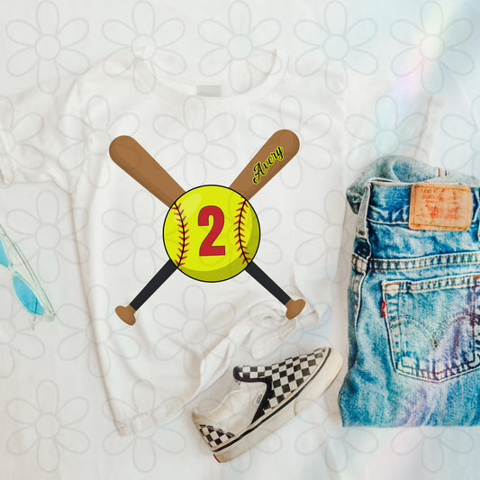 Softball Custom Name & Number Bat DTF Transfer