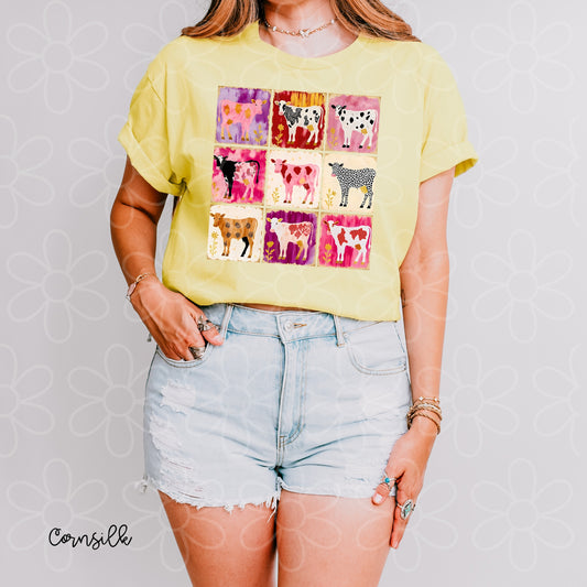 Boho Cows Kids Completed Tee