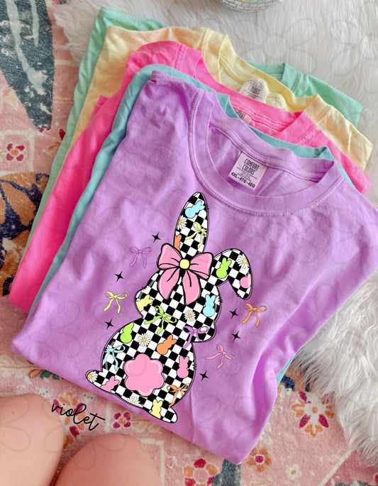 Retro Checkered Bunny DTF Transfer