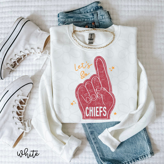 Lets Go Chiefs Foam Finger Kids Completed Tee
