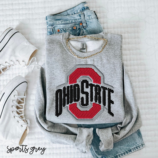 Faux Embroidered Ohio State DTF Transfer