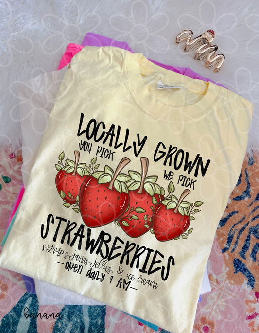 Locally Grown Strawberries DTF Transfer
