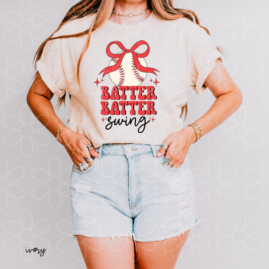 Coquette Baseball Batter Batter Swing Kids Completed Tee