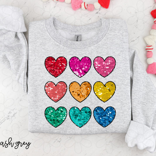 Valentines Sequins Hearts DTF Transfer