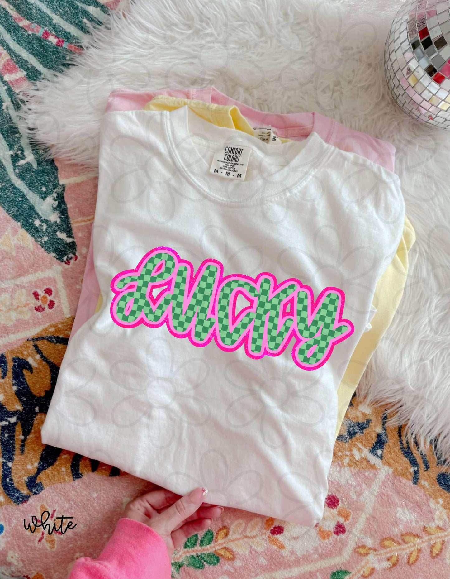 Pink Green Checkered Lucky Kids Completed Tee