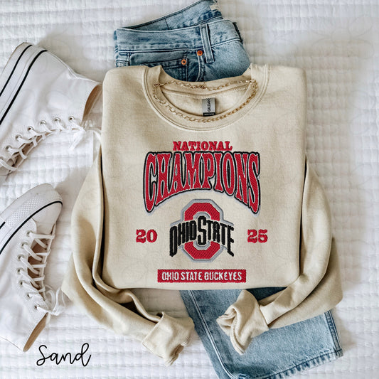 Faux Embroidered National Champions Buckeyes DTF Transfer