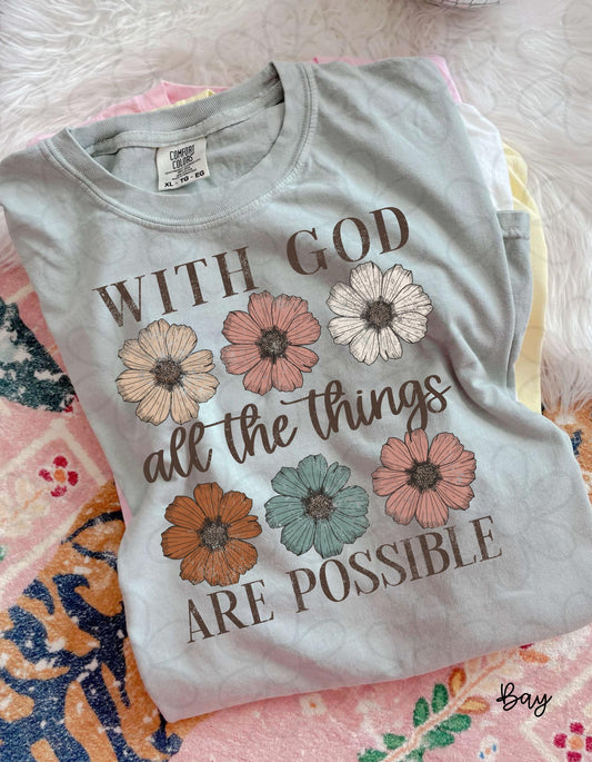 Flower With God All Things Are Possible Kids Completed Tee