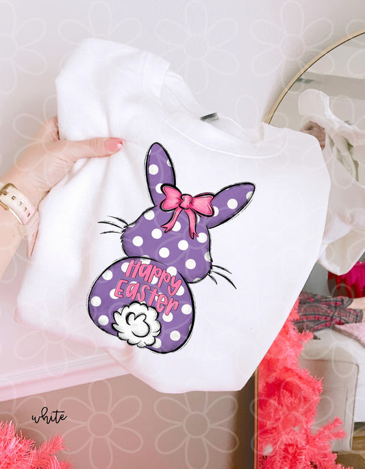 Purple Polka Dots Bunny Happy Easter Kids Completed Tee