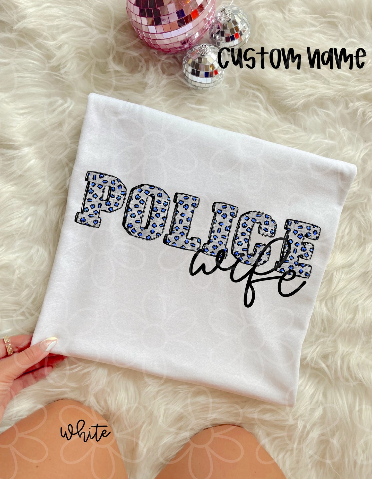 Blue Leopard Police Wife Completed Tee