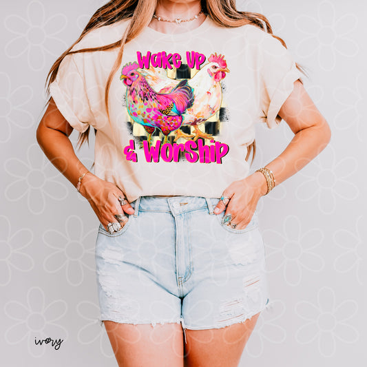 Chicken Wake Up & Worship DTF Transfer